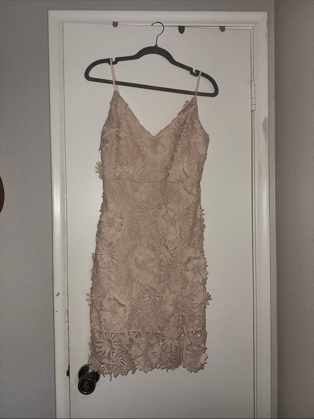 Lulu's Blush Floral Lace Mini Slip Dress